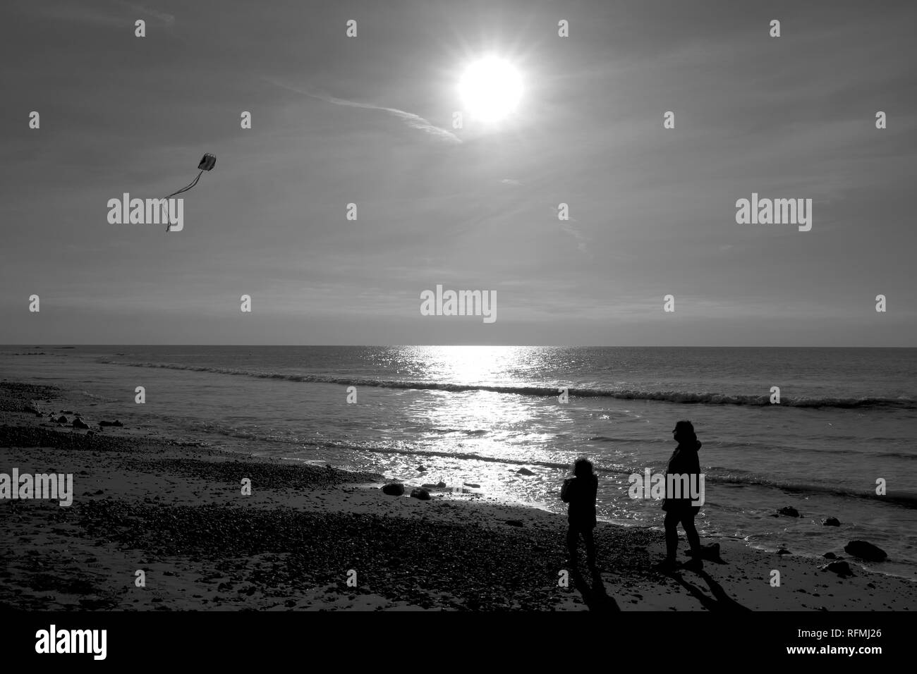 Compton Bay le cerf-volant, Compton, île de Wight. Banque D'Images