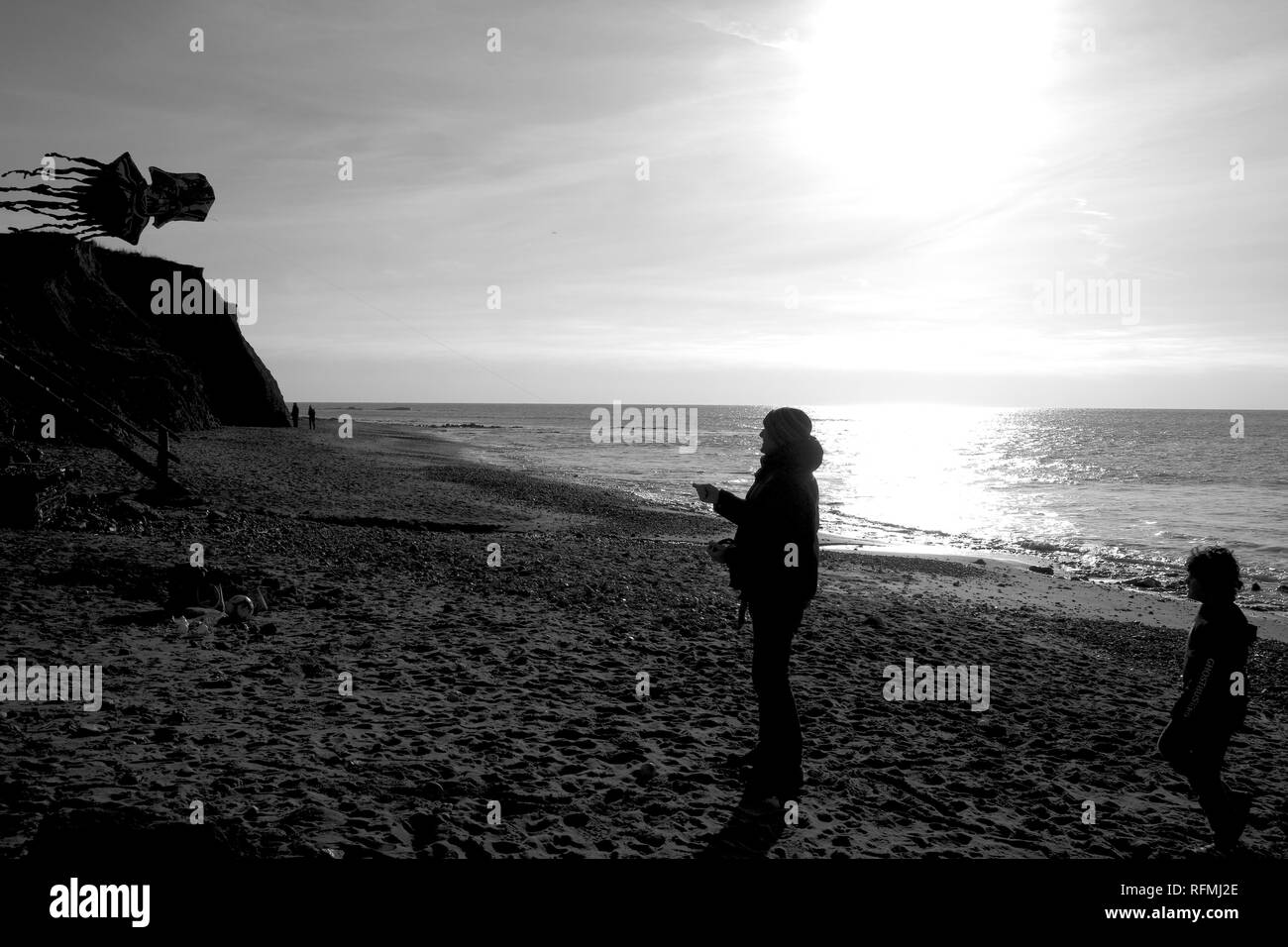 Compton Bay le cerf-volant, Compton, île de Wight. Banque D'Images
