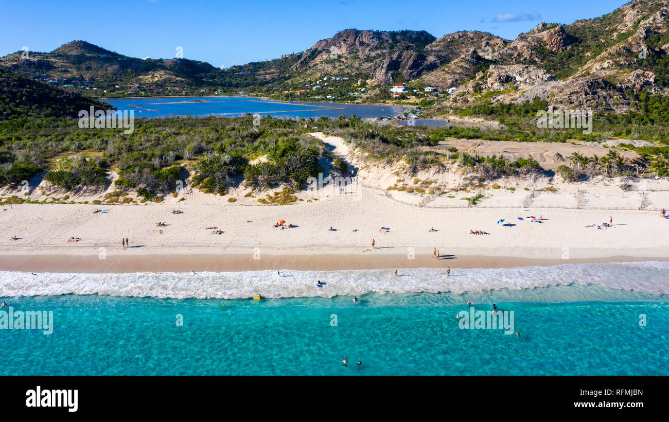 L'Anse de Grande Saline, ou salines Plage, Saint Barthélemy ou St Barths ou St Barth, mer des Caraïbes Banque D'Images