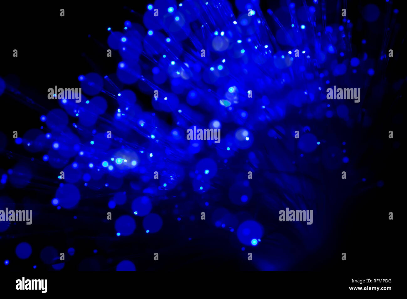 Faisceau de fibres optiques à lumière bleue Banque D'Images