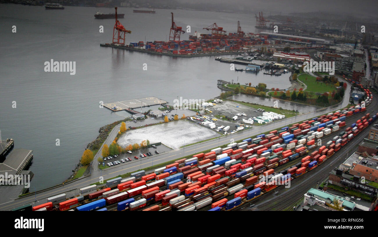 Les trains, les gares, pour les marchandises à Vancouver Canada Banque D'Images