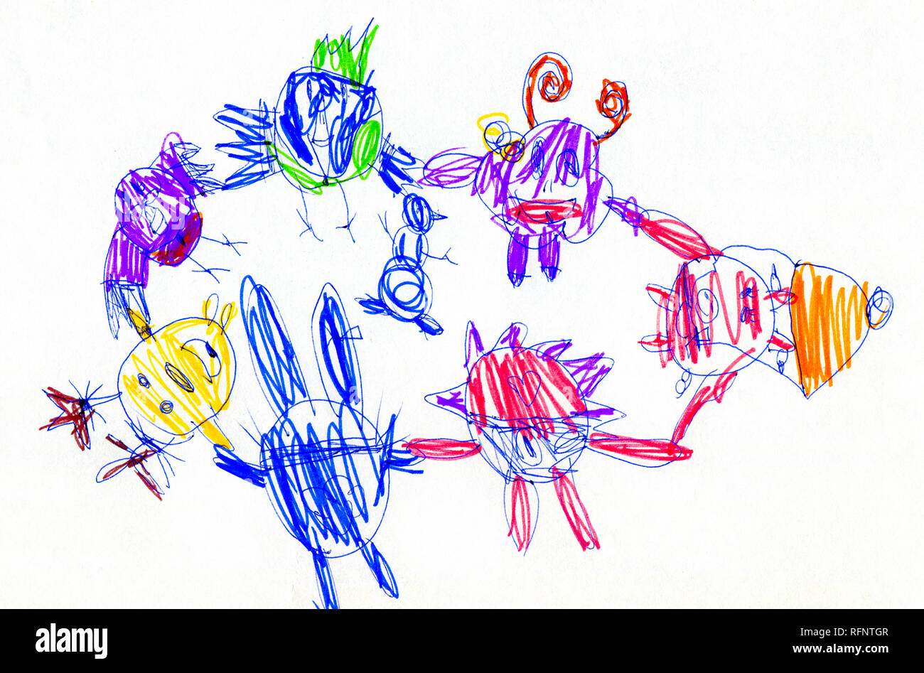 L'Art dessin d'enfant. Banque D'Images