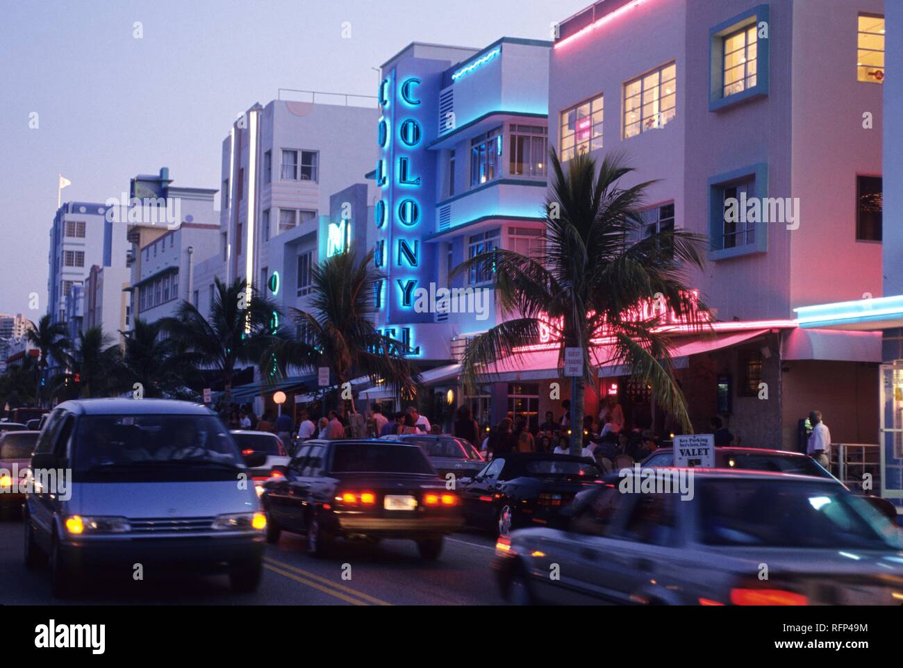 Quartier art déco, Ocean Drive, Miami Beach, Florida, USA Banque D'Images