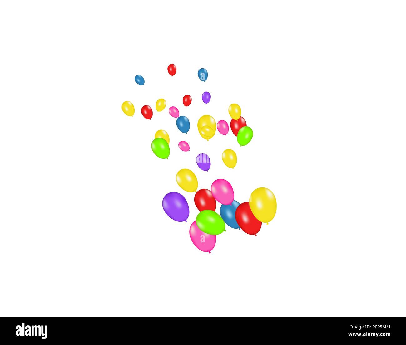 Composition Couleur de ballons réaliste vecteur isolé sur fond blanc. Ballons isolés. Cartes de souhaits d'anniversaire ou pour d'autres modèles Illustration de Vecteur