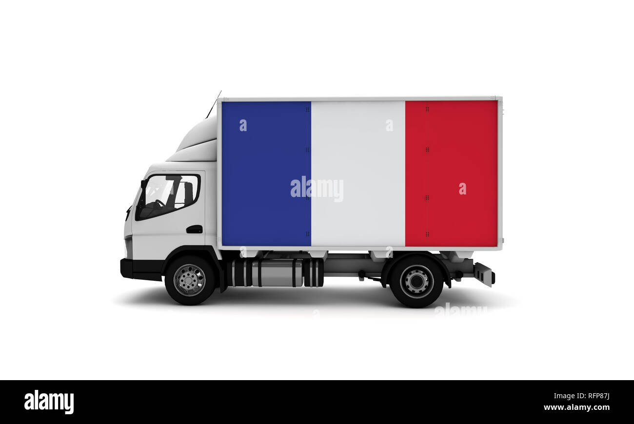 Camion de livraison avec la France. drapeau concept logistique Banque D'Images