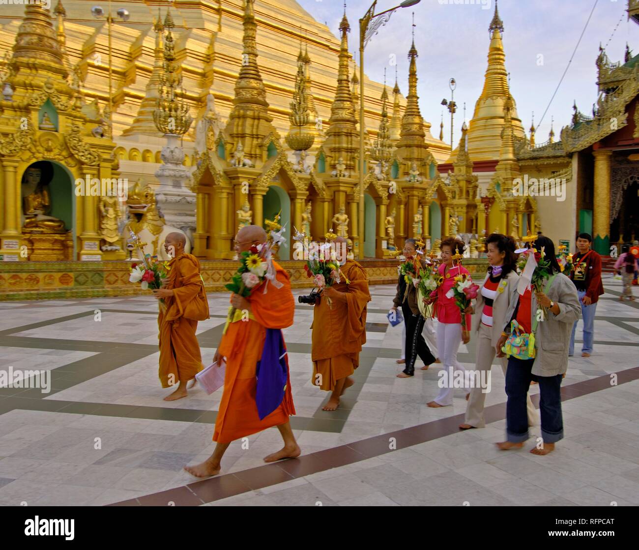 La pagode Shwedagon, Yangoon, Myanmar, Birmanie, Rangun Banque D'Images