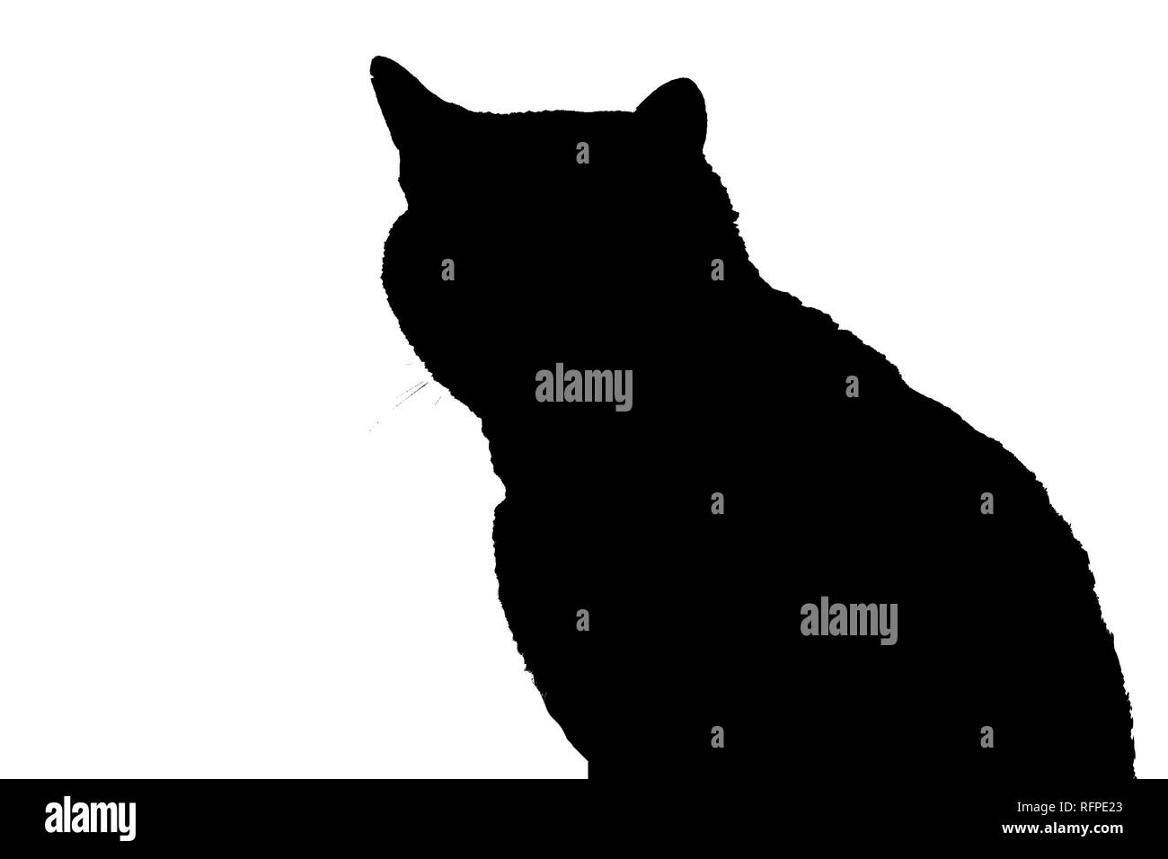 Silhouette De Chat Noir Dessin Banque d'images noir et blanc - Alamy