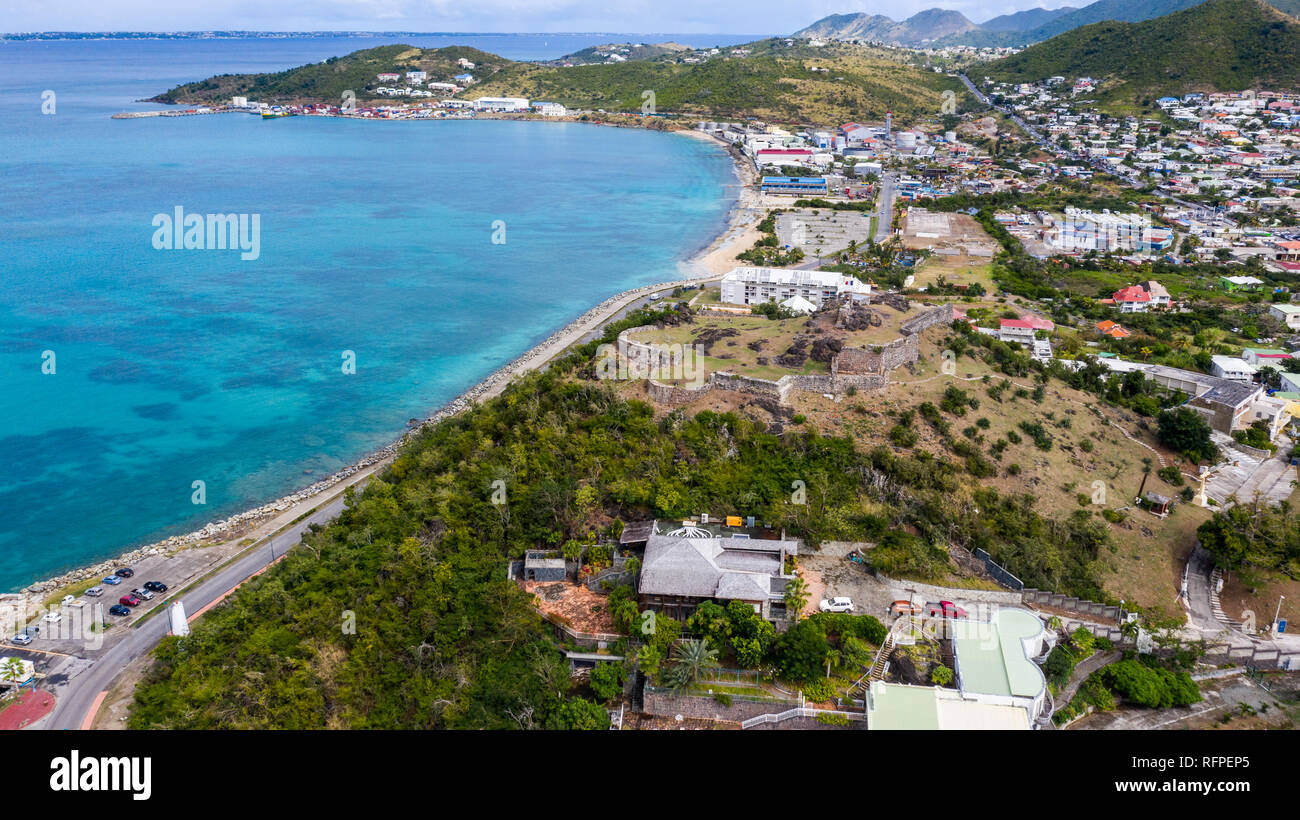 Le fort Louis, à Marigot, Saint Martin, St Martin, Saint Martin de la mer des Caraïbes Banque D'Images