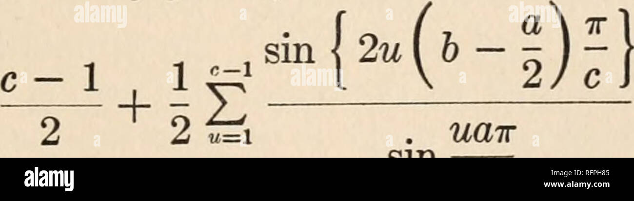 . Carnegie Institution of Washington publication. CHAP. II] SOLUTION DE ax +by  = c. 49 J. L. Lagrange22 utilisé la méthode de Saunderson13 et a noté que le processus est équivalent à l'habitude l'un des b/a convertir en une fraction continue. Il23 a donné un compte de résultats plus populaires [comme à Lagrange17]. C. F. Gauss24 les notations employées £  = O,0]  = 0a  + L, C =[a,0, y^  = yB +a, [ou, 0, 7, 5] = &amp;C +B, appliquer le processus à un g.c.d. 6 et qui sont relativement premier et positif, avec un ^ b ; que a  = ab  + c, b  = (3c  + d, c  = yd  + e, •-, m  = pn  + 1, de sorte que a  = O, M, ' ' • , 7, 0, "1 6  = [n, M, • • ' , 7 Banque D'Images