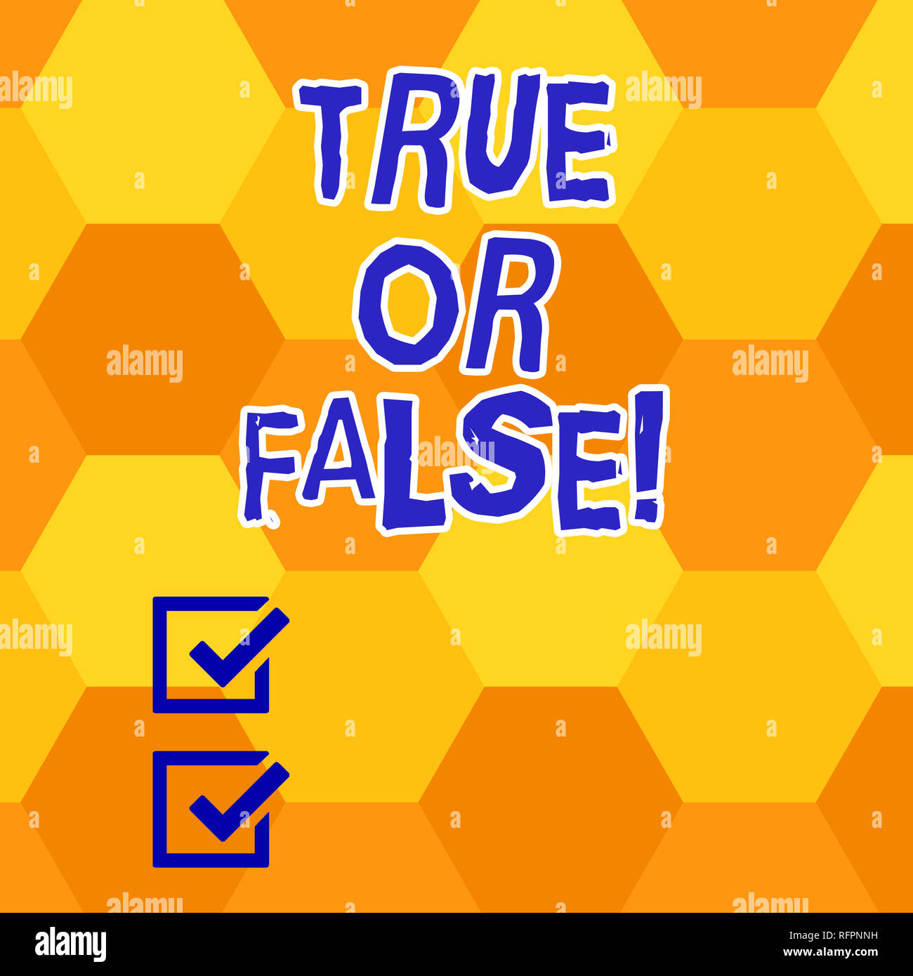 Écrit remarque montrant Vrai ou Falsequestion. Photo d'affaires mettant en vedette série d'instructions à être marqué comme vrai ou faux Couleur Blanc Forme géométrique Banque D'Images