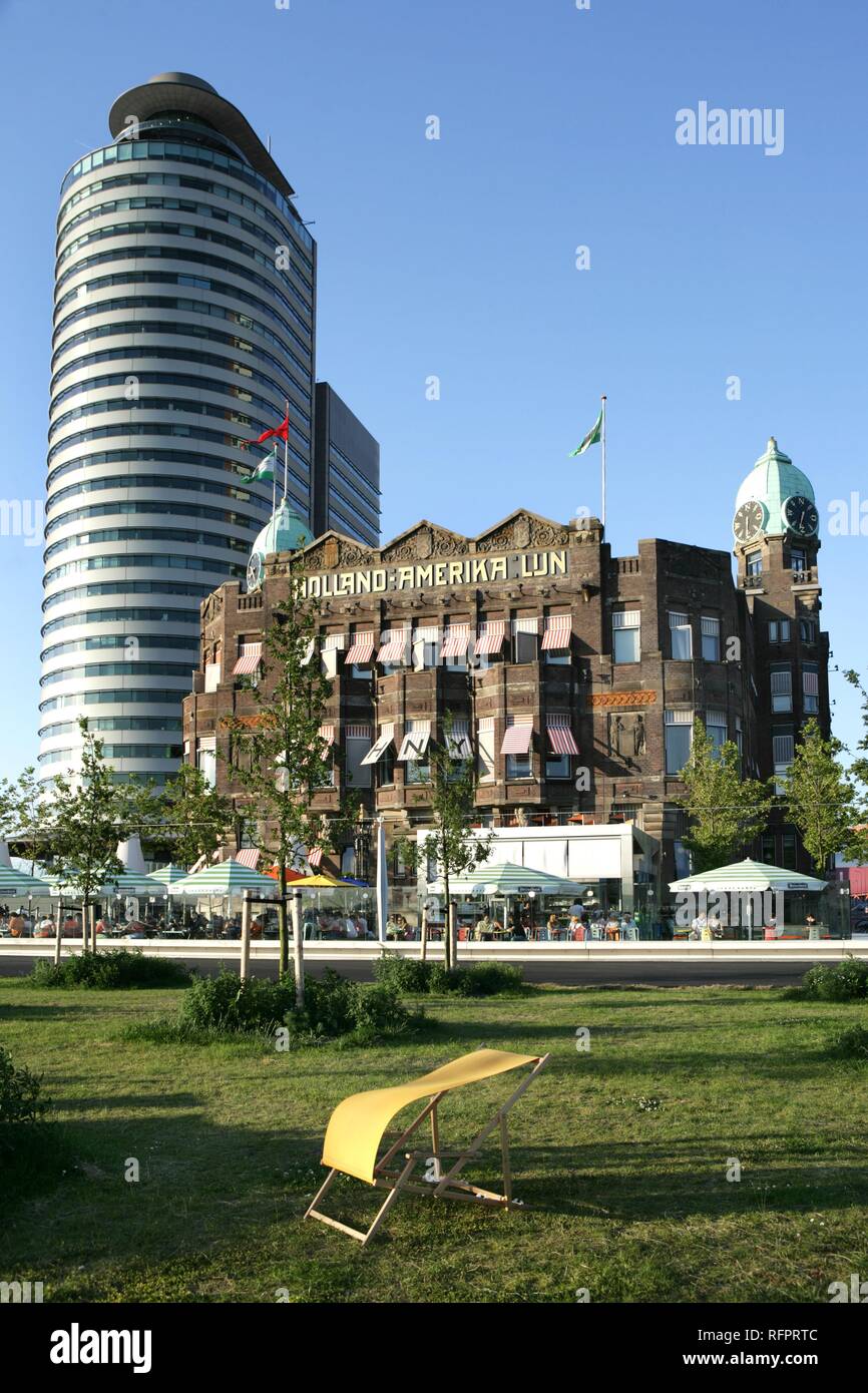 Bâtiment de l'ancienne compagnie de transport Holland-Amerika Lijn, De nos jours, l'hôtel New York, Rotterdam, Pays-Bas Banque D'Images