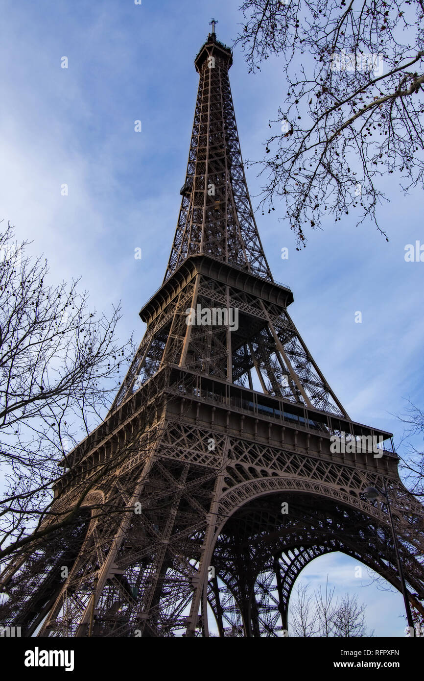 La Tour Eiffel à travers les arbres Banque D'Images
