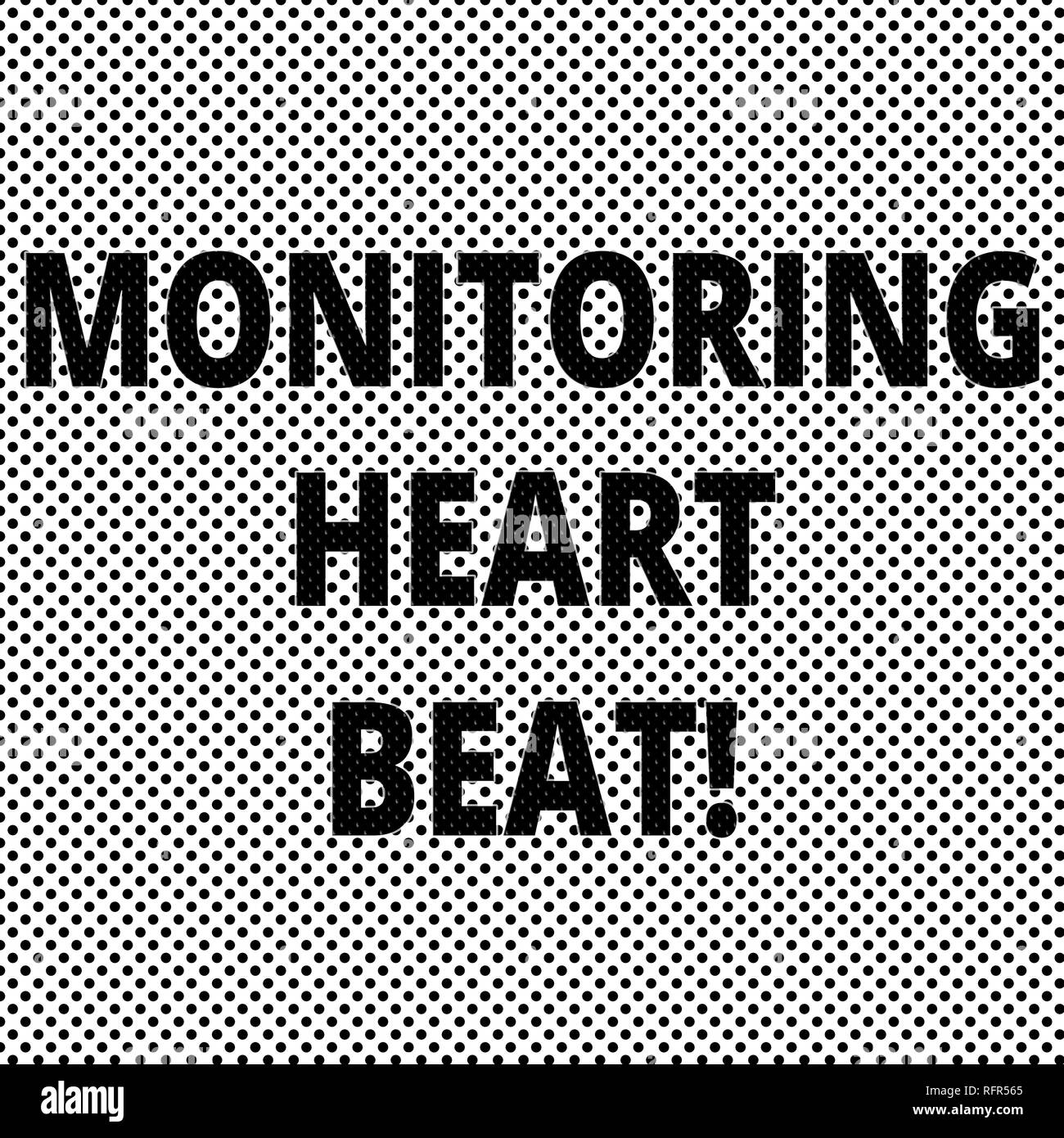 Main conceptuel écrit, indiquant la surveillance du rythme cardiaque. Photo d'affaires mettant en mesure ou enregistrer la fréquence cardiaque en temps réel effet Pixel Pois Banque D'Images