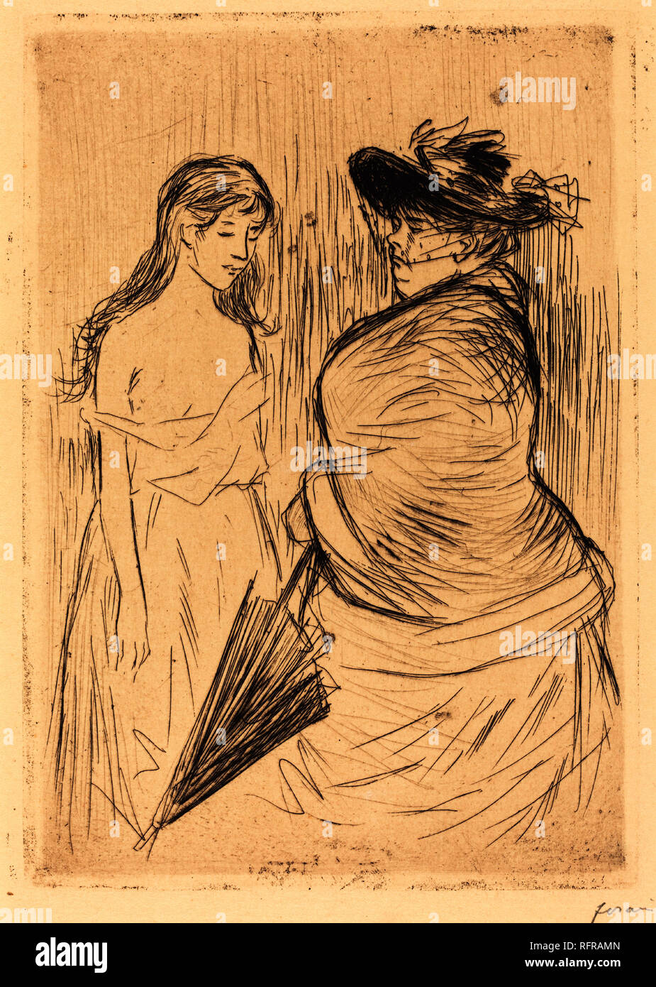 La traite des blanches. En date du : 1886. Technique : gravure. Musée : National Gallery of Art, Washington DC. Auteur : forain, JEAN LOUIS. Banque D'Images