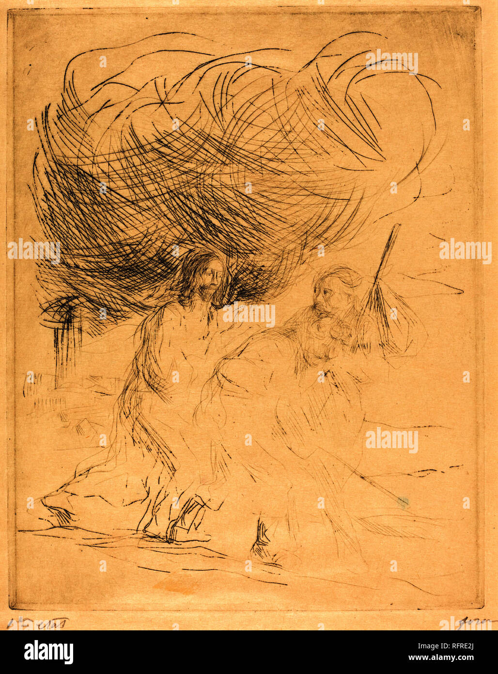 Le chemin d'Emmaüs (deuxième plat). En date du : 1902/1907. Technique : gravure. Musée : National Gallery of Art, Washington DC. Auteur : forain, JEAN LOUIS. Banque D'Images