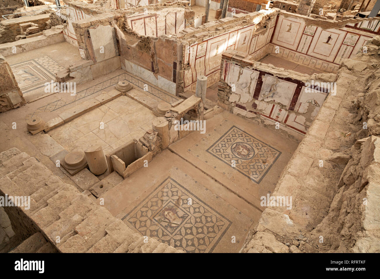 Vestiges de maisons romaines connu sous le nom de Terrasse maisons, dans l'ancienne ville d'Éphèse, Turquie Banque D'Images