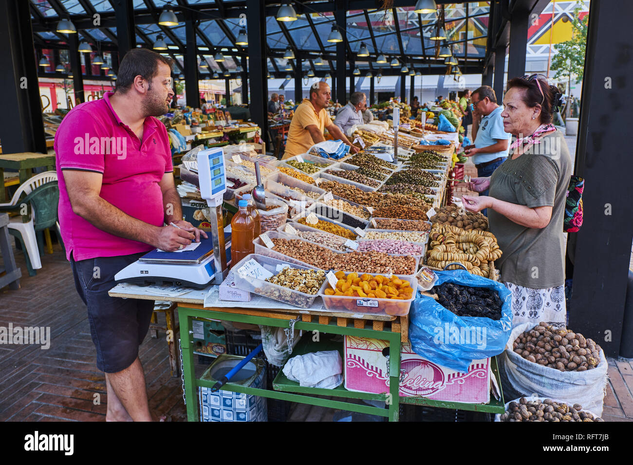 Markata e Pishkut marché, Tirana, Albanie, Europe Banque D'Images