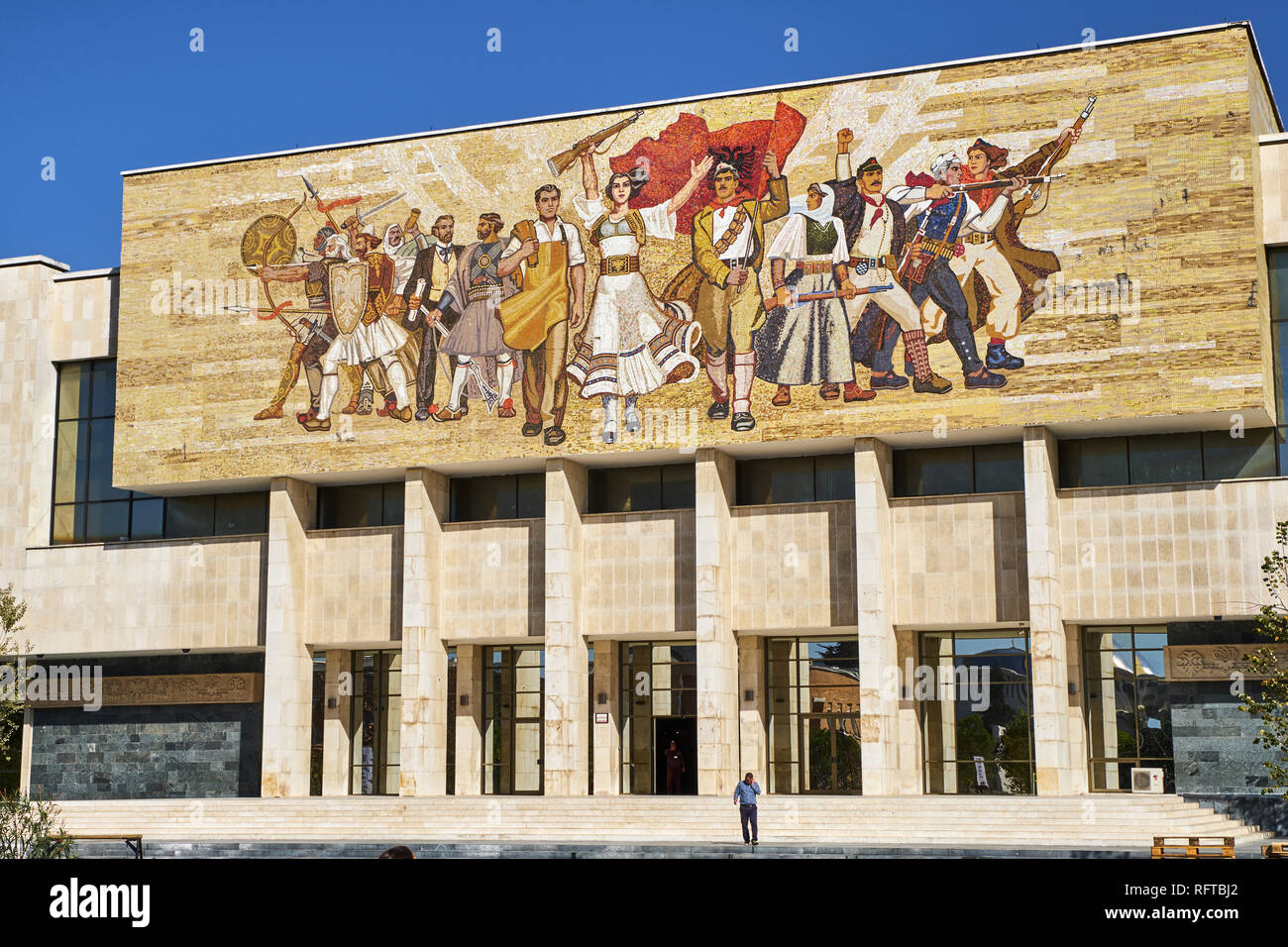 Musée d'histoire, la place Skanderbeg, Tirana, Albanie, Europe Banque D'Images
