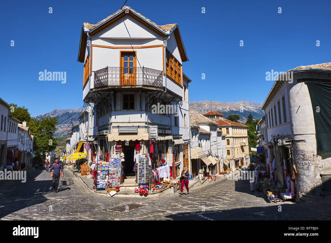 Vieille Ville, Gjirokastra (Pogradec), UNESCO World Heritage Site, Gjirokastra Province, l'Albanie, de l'Europe Banque D'Images