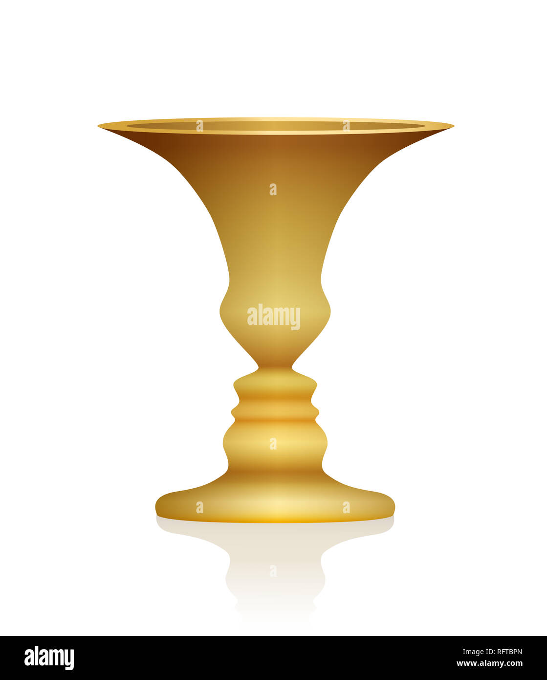 Illusion d'optique. Vase avec deux visages de profil. Trois dimensions de couleur Golden Chalice. En psychologie connu sous le nom de l'identification de la figure de l'arrière-plan. Banque D'Images