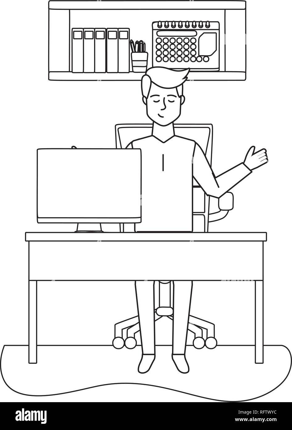 Businessman at office cartoon Illustration de Vecteur