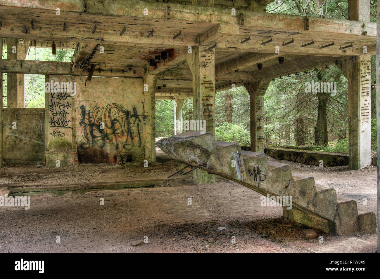 L'ancienne mine d'étain d'un camp de prisonniers de guerre abd Rolava - Sauersack, Monts Métallifères, République Tchèque Banque D'Images