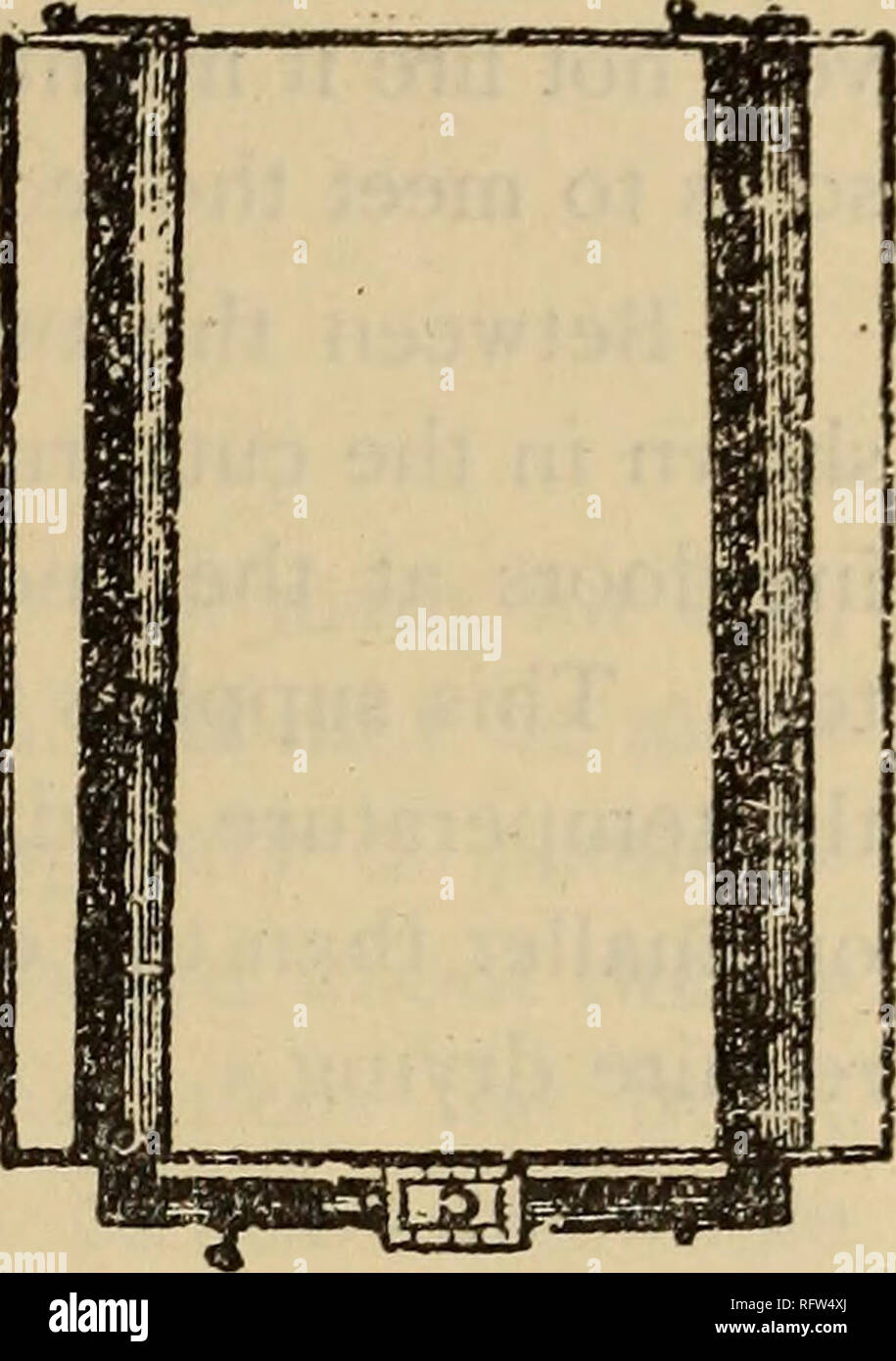 . L'horticulteur. Fruit Growers' Association of Ontario ; la culture de fruits. L'horticulteur. 89. Fig. 432. - Radiateurs, etc. La chambre (Fig. 433) est 7x10 ; posts 7 pieds de haut . Tiroirs n° 1 à 3 pieds de large, 8 pieds 4 pouces de long-huit tiroirs sur un côté. Ils sont faits d'un pouce et demi pour le pin et un l'avant est de 1 x 4 pouces. Le fond des tiroirs sont recouverts de bâches commun ajouté bien avec les ongles-2, 2, 2, sont des étagères, fait serré, et 7 pouces à part, et à venir dans les 10 pouces de l'autre de la chambre. 3, 3, sont les fours ; ils sont en tôle d'iro Banque D'Images