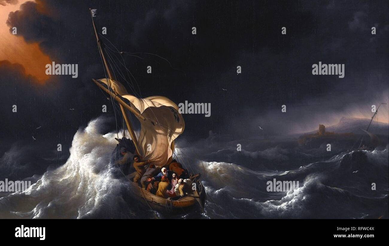 Le Christ Dans La Tempête Sur La Mer De Galilée Christ Dans La Tempête Sur La Mer De Galilée Banque d'image et photos