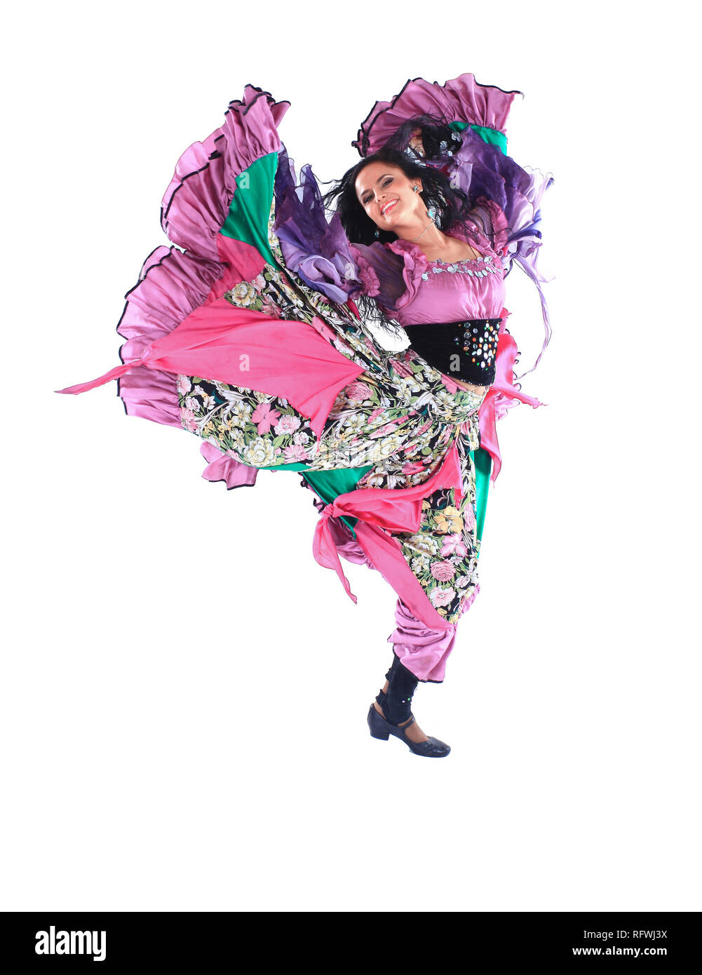Jeune femme dans un costume Danseuse Gitane. Banque D'Images