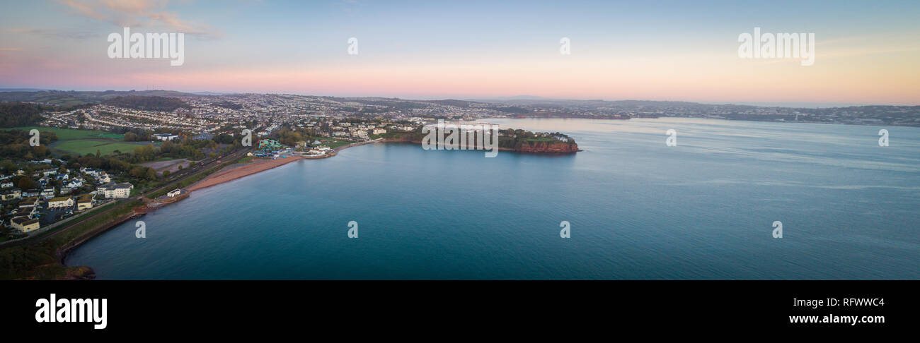 Image aérienne de Tor Bay, Paignton, Devon, Angleterre, Royaume-Uni, Europe Banque D'Images