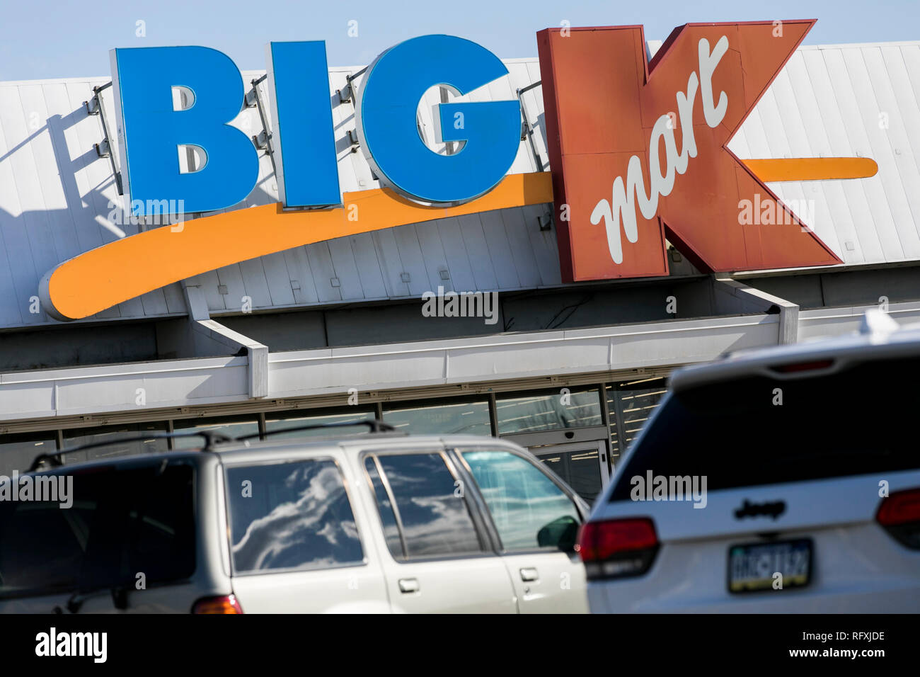 Un logo affiche à l'extérieur d'un grand magasin Kmart de Chambersburg, Pennsylvanie le 25 janvier 2019. Banque D'Images