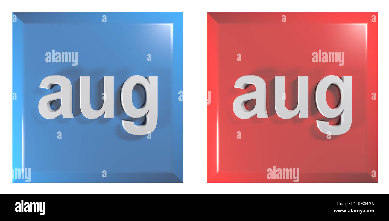 Le bleu et le rouge couple de boutons carrés Août - le rendu 3D illustration Banque D'Images