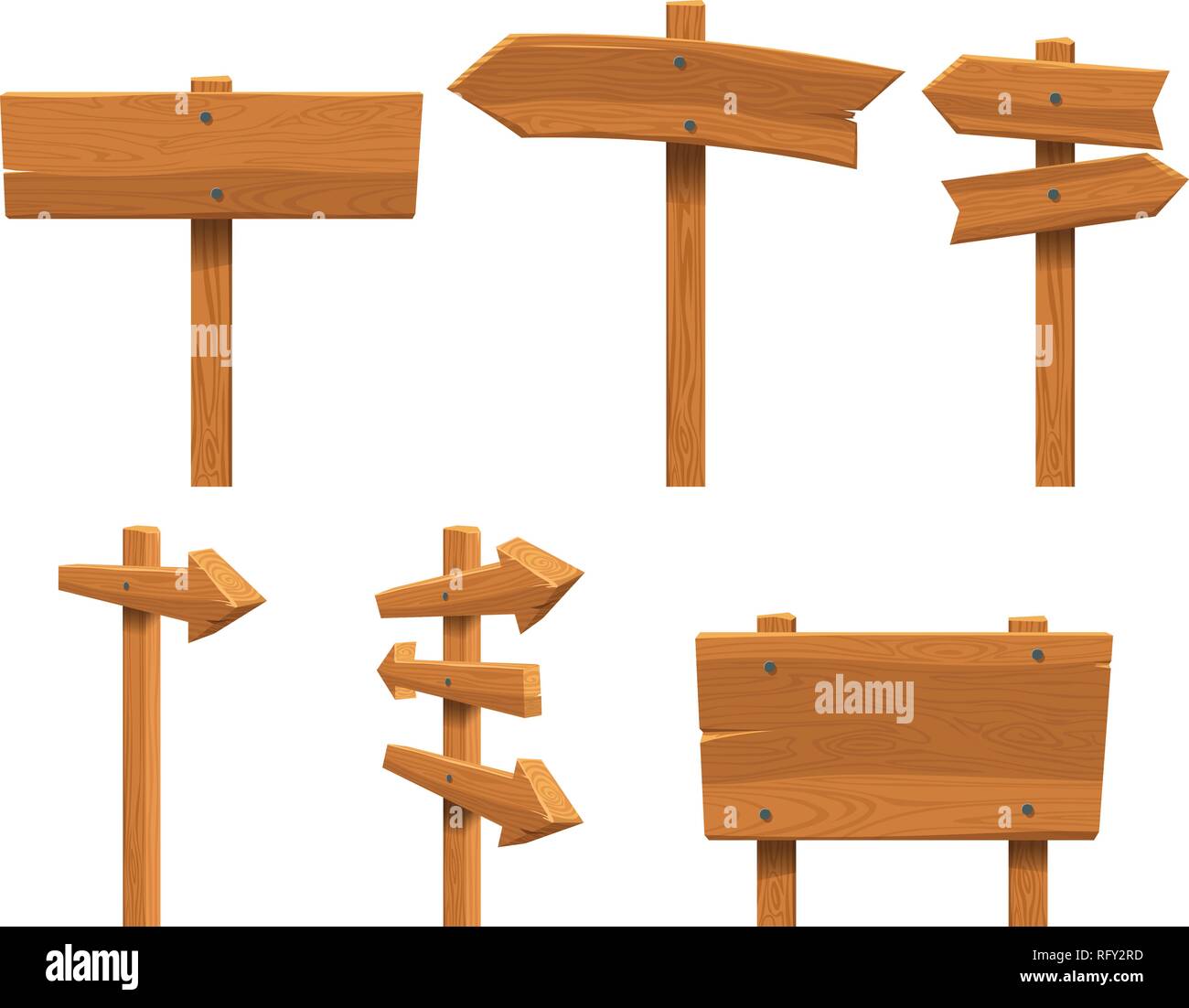 Panneaux en bois set Illustration de Vecteur