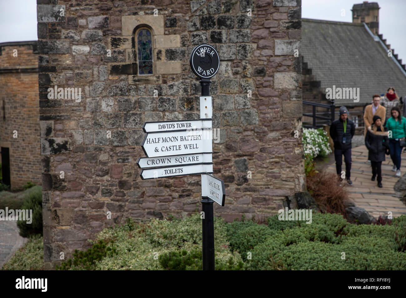 Le château d'Édimbourg à la ville d'Edimbourg en Ecosse sur une journée l'hiver Banque D'Images