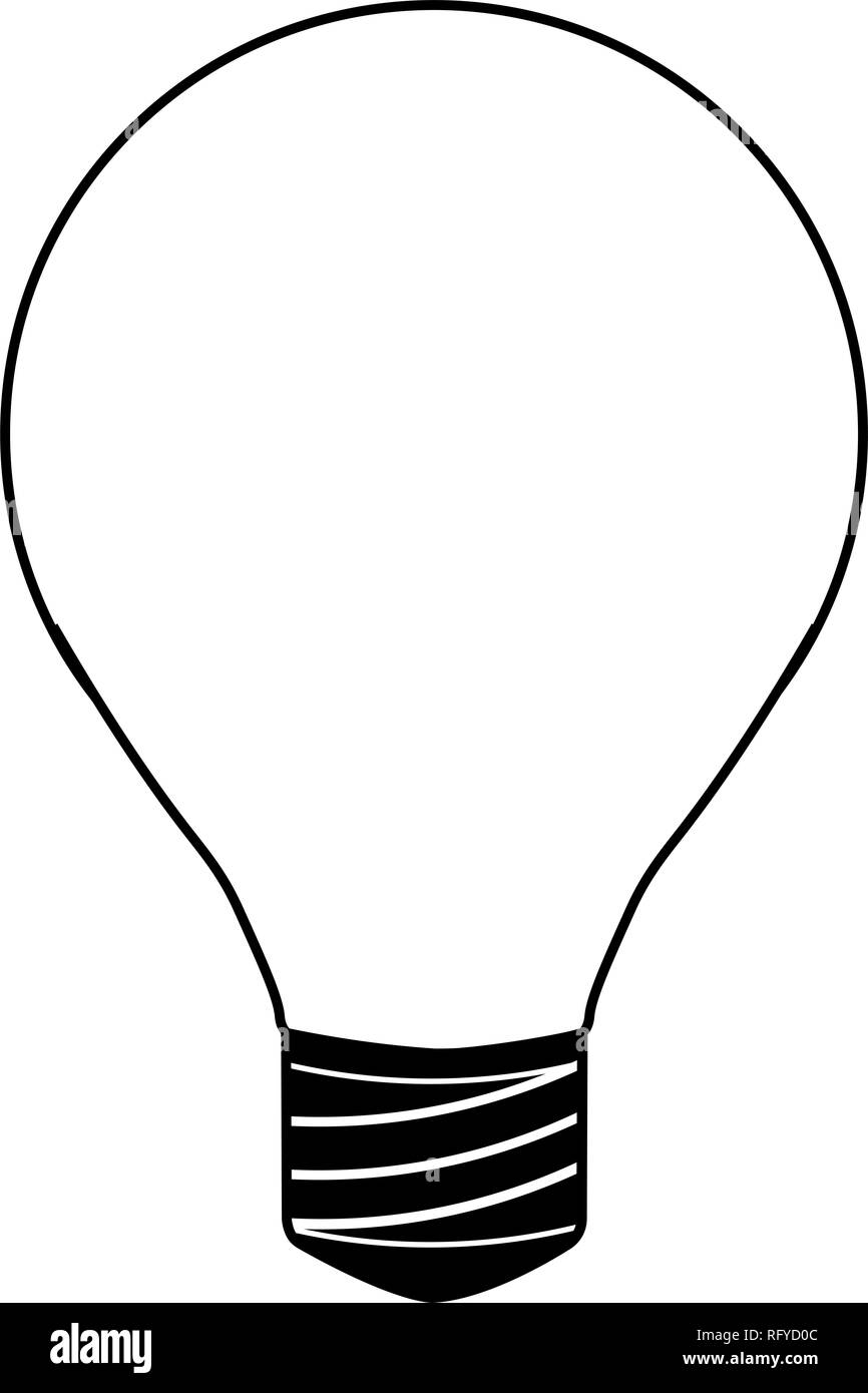 Illustration noir et blanc d'une icône de l'ampoule Banque D'Images