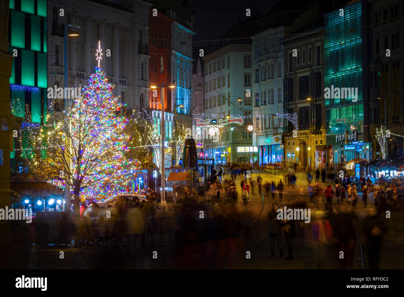 Place de la liberté à Noël, Brno, République Tchèque Banque D'Images