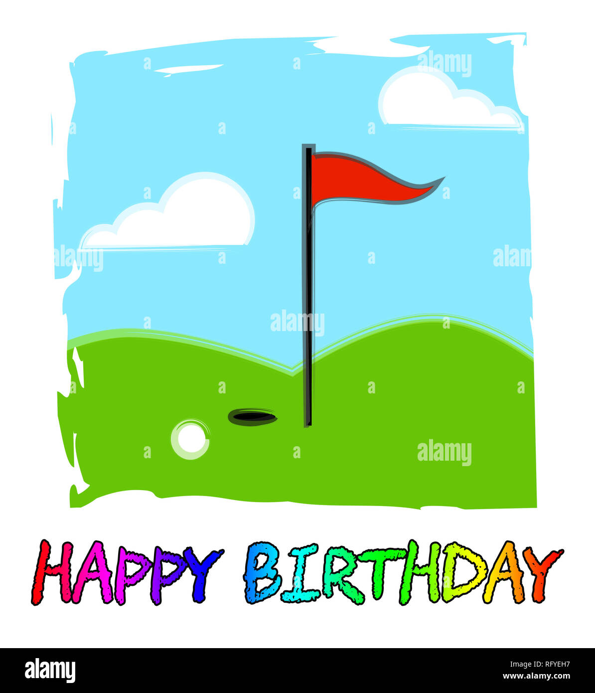 Joyeux Anniversaire Golfeur Message Comme Surprise Accueil Pour Joueur De Golf Felicitations Pour Le Golf Fanatic 3d Illustration Photo Stock Alamy