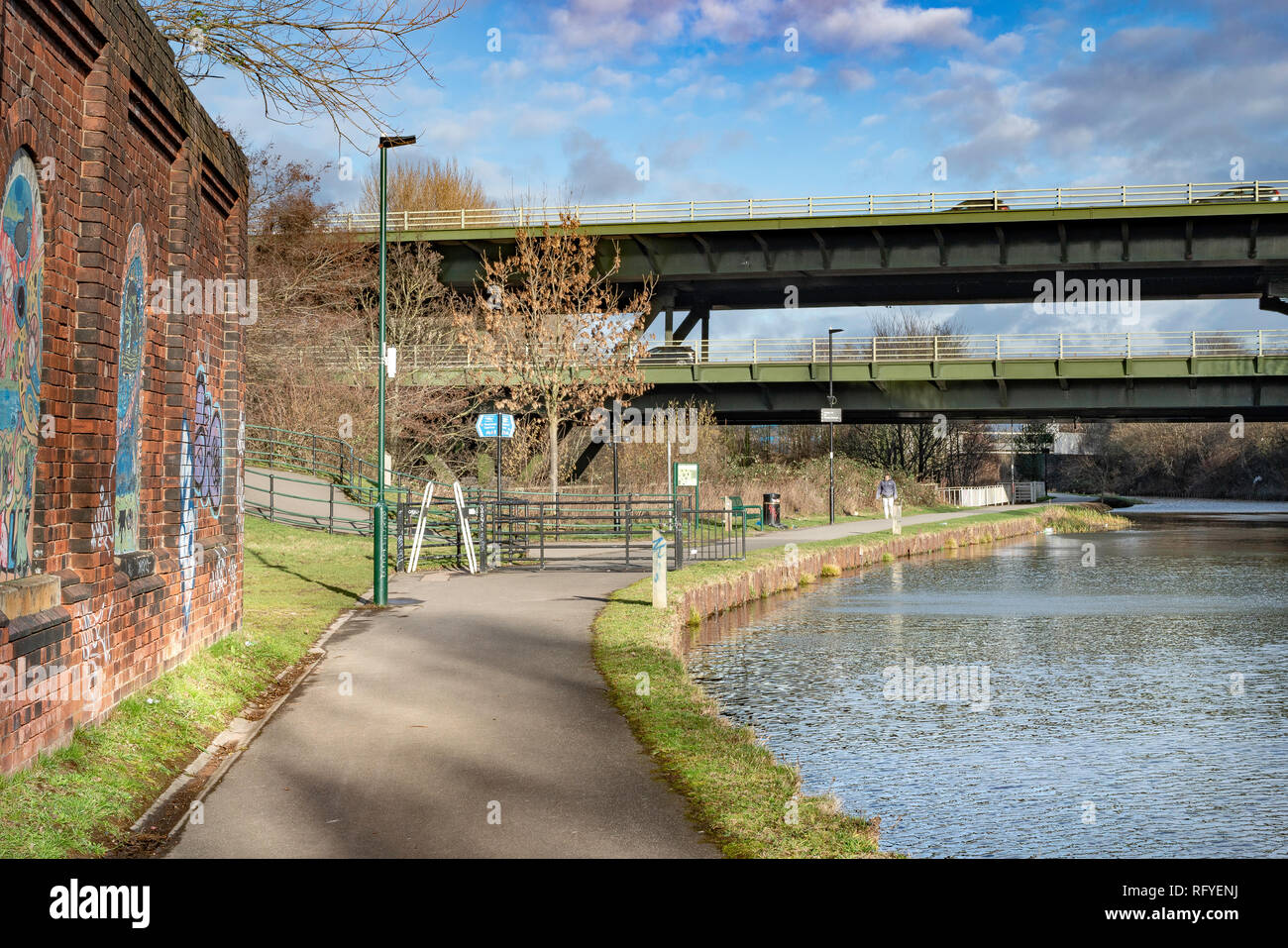 Le Viaduc de Tinsley, sortie 34, Autoroute M1, Sheffield, South Yorkshire, UK Banque D'Images