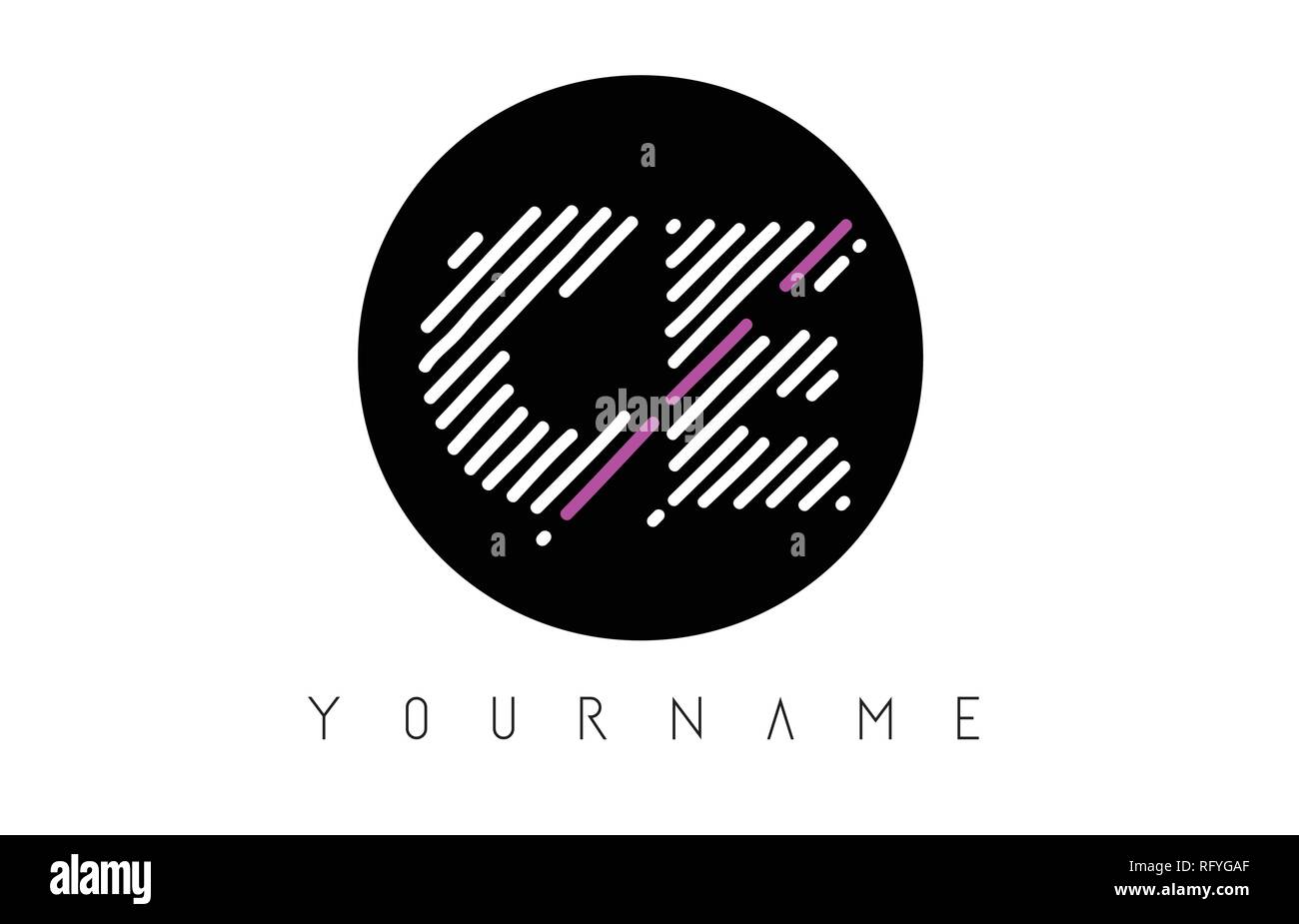 Lettre CE Logo Design avec des lignes blanches et cercle noir Vector Illustration Illustration de Vecteur