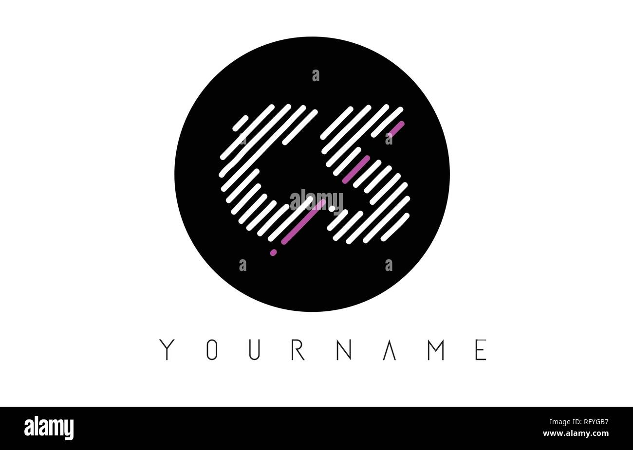 Lettre CS Logo Design avec des lignes blanches et cercle noir Vector Illustration Illustration de Vecteur