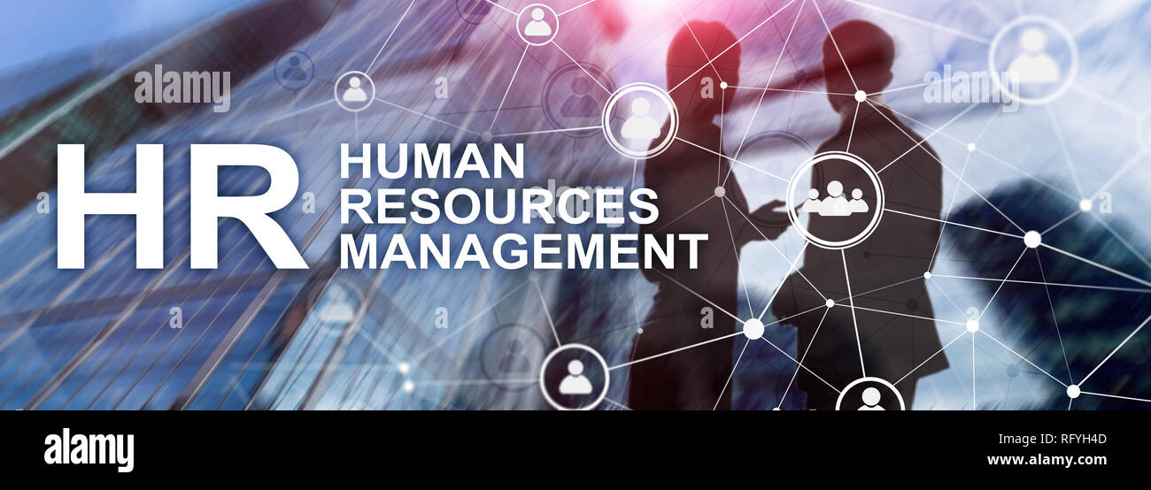 La gestion des ressources humaines, RH, Team Building et de recrutement concept sur fond flou. Banque D'Images