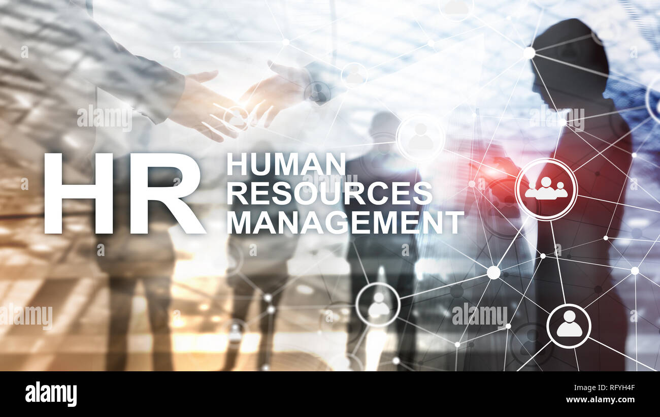 La gestion des ressources humaines, RH, Team Building et de recrutement concept sur fond flou. Banque D'Images
