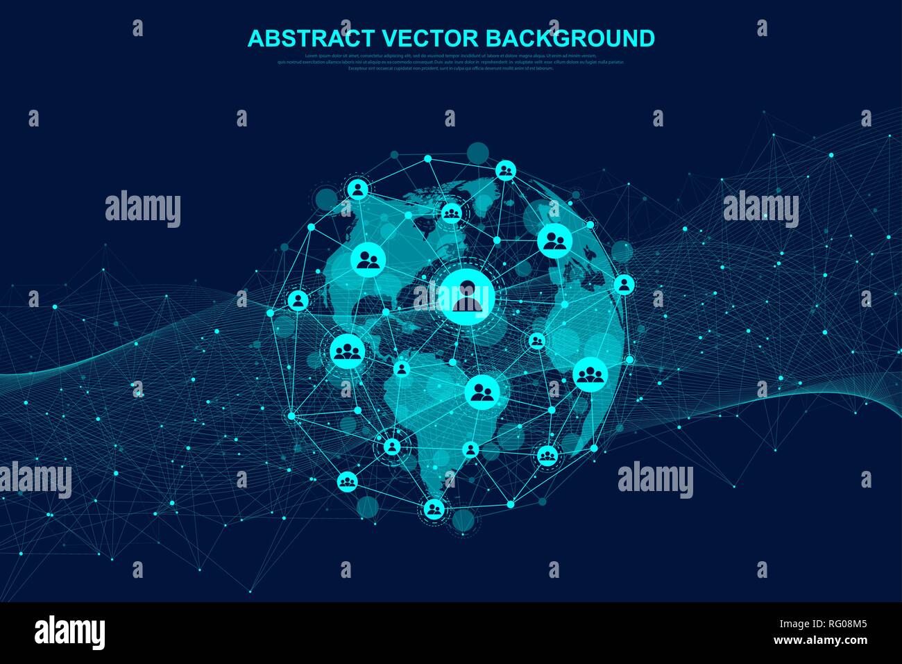 La structure globale et la connexion de données de réseau concept. Réseau social dans la communication des réseaux informatiques mondiaux. La technologie de l'Internet. Business Illustration de Vecteur