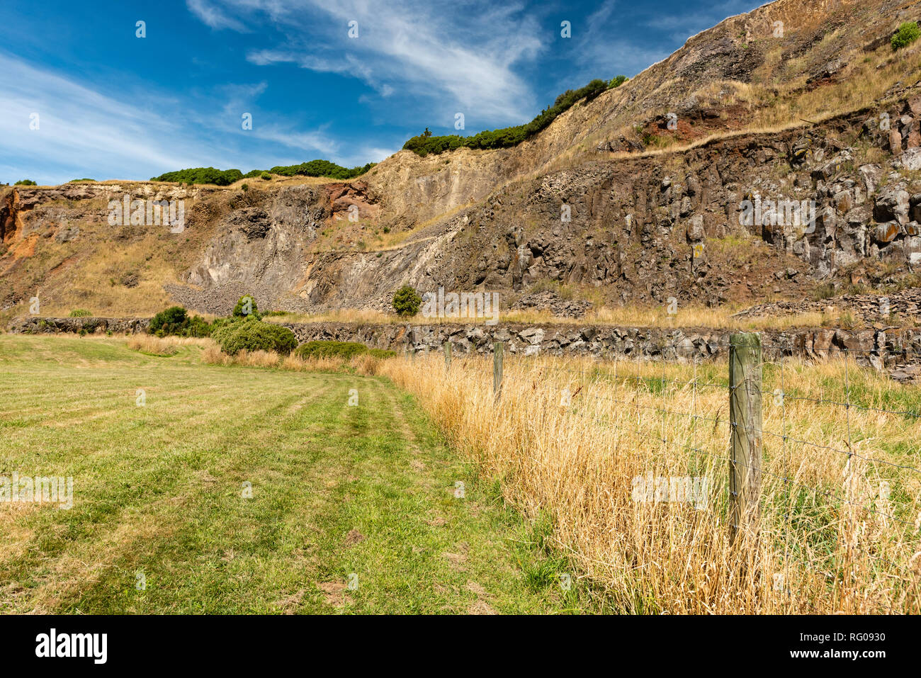 Halswell Quarry Park, un parc de 60 hectares, en bordure de Christchurch, Nouvelle-Zélande. Banque D'Images