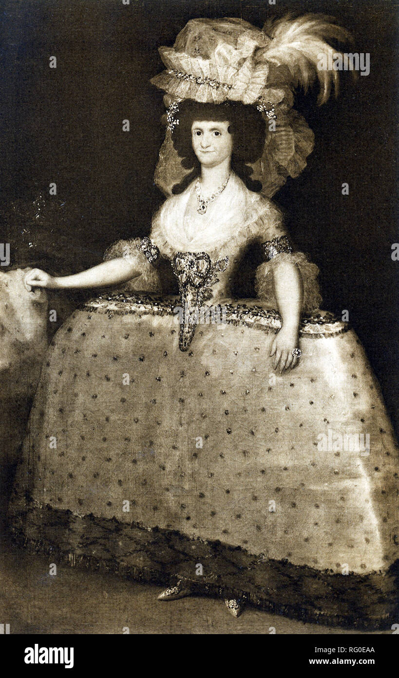 Francisco Goya (1746-1828) était un peintre et graveur espagnol. Considéré comme le plus important des artistes espagnols de l'époque, il est honoré comme l'un des derniers de l'art ancien et l'un des premiers des modernes. Ses premières peintures étaient optimistes et Jolly, au fil des ans, ses œuvres sont devenues très pessimiste. Goya était un portraitiste très apprécié et l'a fait l'une de la reine Maria Luisa, l'épouse de Charles IV de Bourbon, en 1790. Banque D'Images