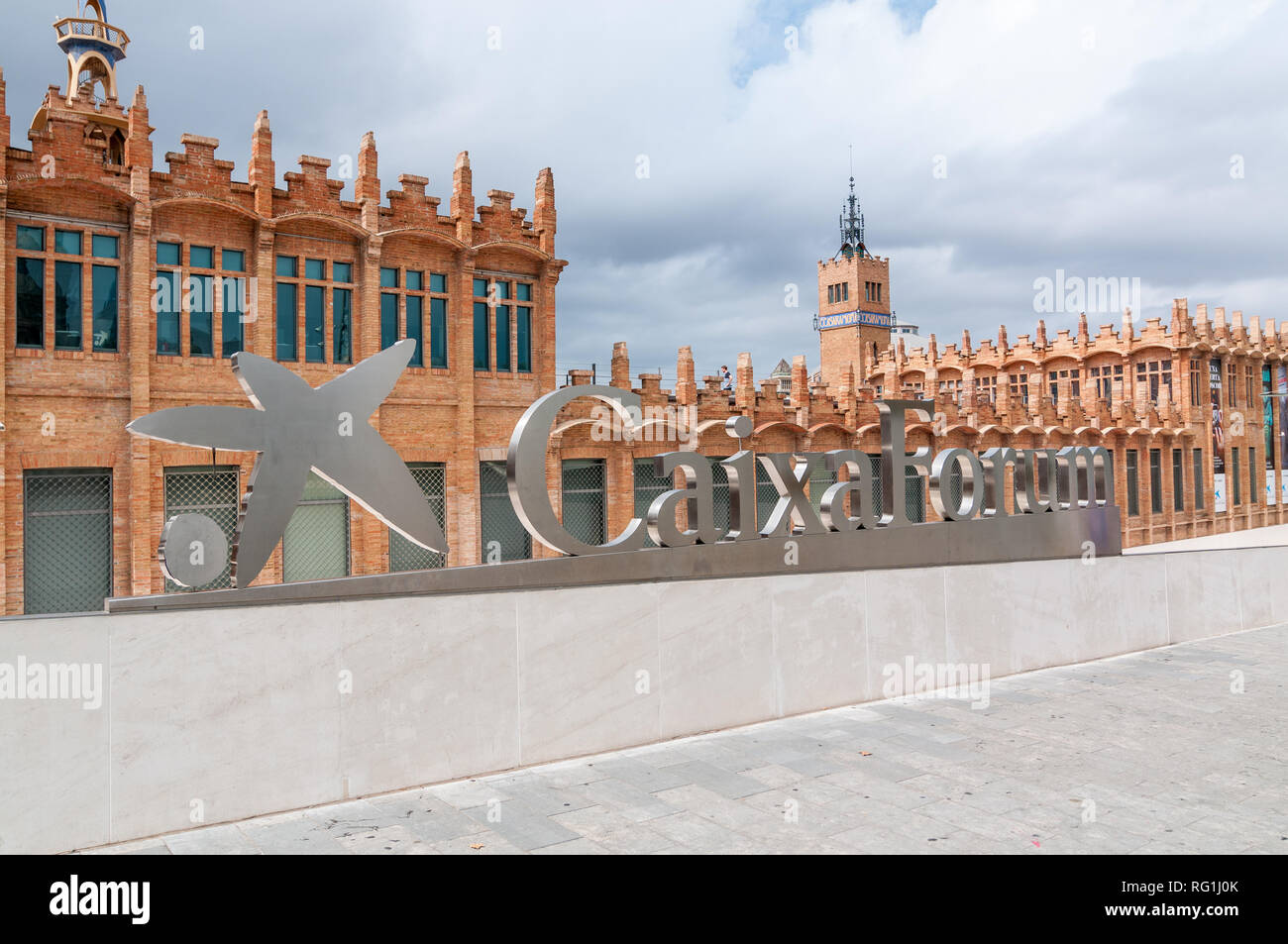 Avis de CaixaForum Barcelone, galerie d'art, bâtiment était à l'origine textile factory Banque D'Images