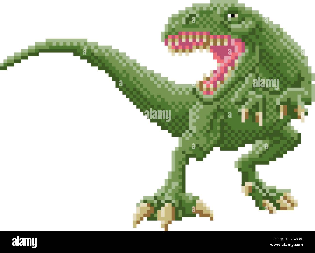 Trex dinosaure 8 Bit Pixel Art jeu Arcade Cartoon Illustration de Vecteur