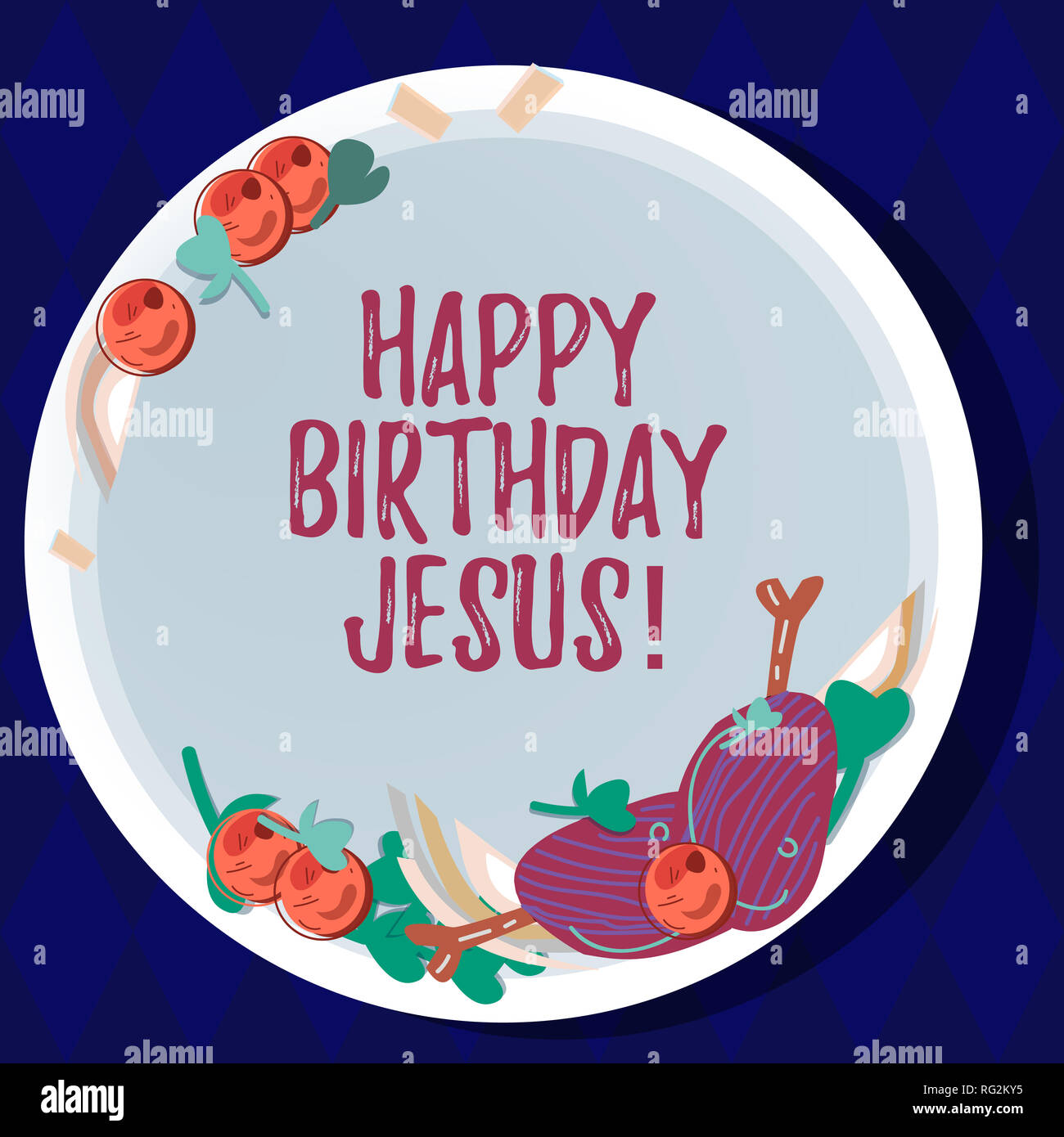 Texte De L Ecriture Manuscrite Joyeux Anniversaire Jesus Sens Concept Celebrant La Naissance Du Dieu Saint Jour De Noel Hand Drawn Cotelettes D Herb Spice Cherry Tom Photo Stock Alamy