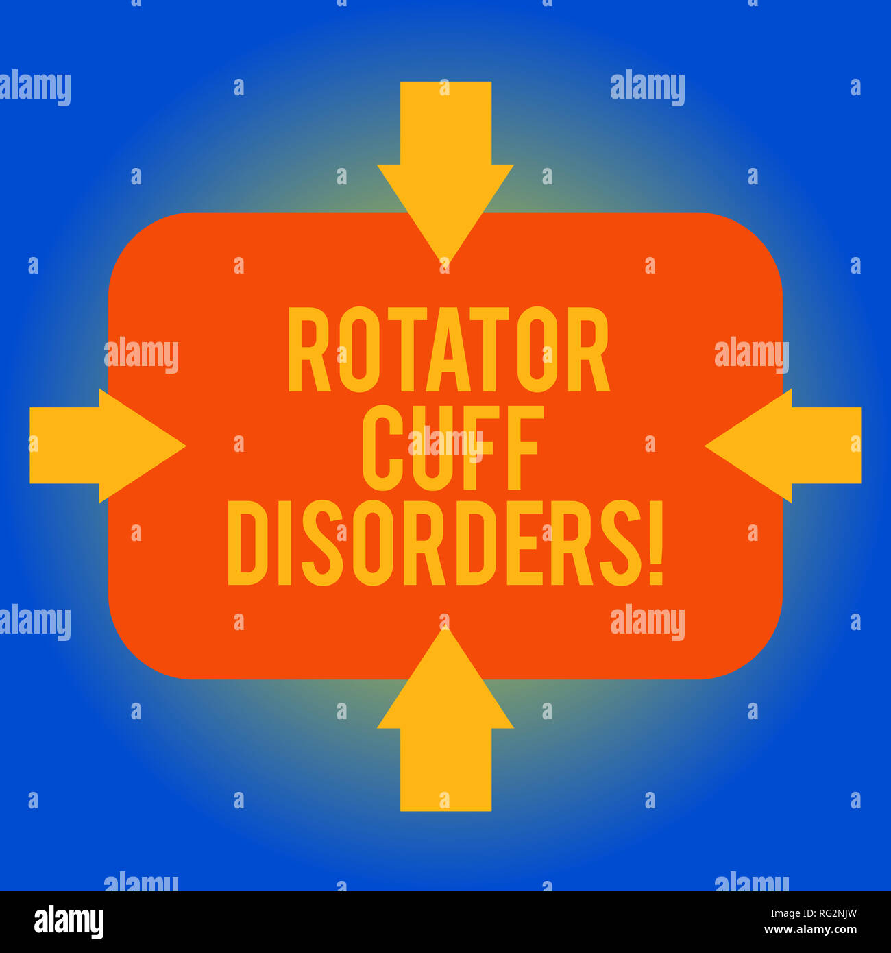 L'écriture de texte de l'écriture Troubles des rotateurs. Les tissus sens concept dans l'épaule obtenir irritée ou lésée flèches sur quatre côtés de Blank Rectan Banque D'Images