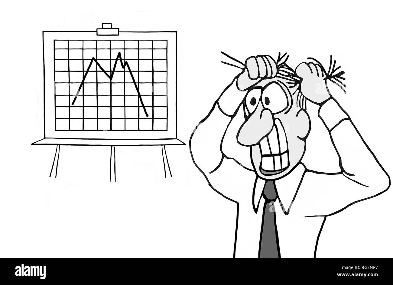 Un cadre supérieur est stressé parce que son entreprise connaît un ralentissement économique Banque D'Images